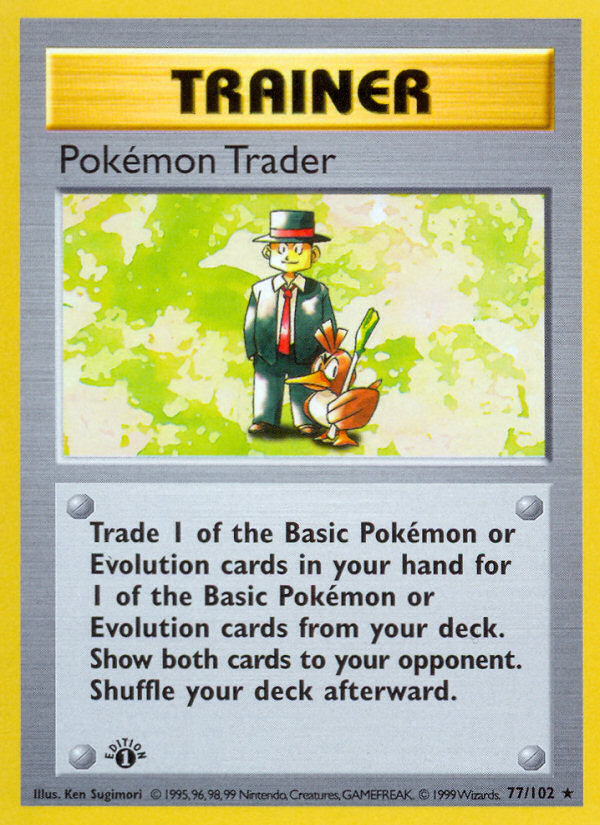 Pokemon Trader (77/102) (Shadowless) [Base Set 1st Edition] | Sanctuary Gaming