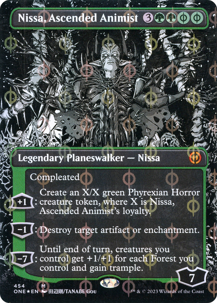 Nissa, Ascended Animist (Borderless Manga Step-and-Compleat Foil) [Phyrexia: All Will Be One] | Sanctuary Gaming
