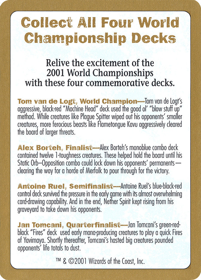 2001 World Championships Ad [World Championship Decks 2001] | Sanctuary Gaming