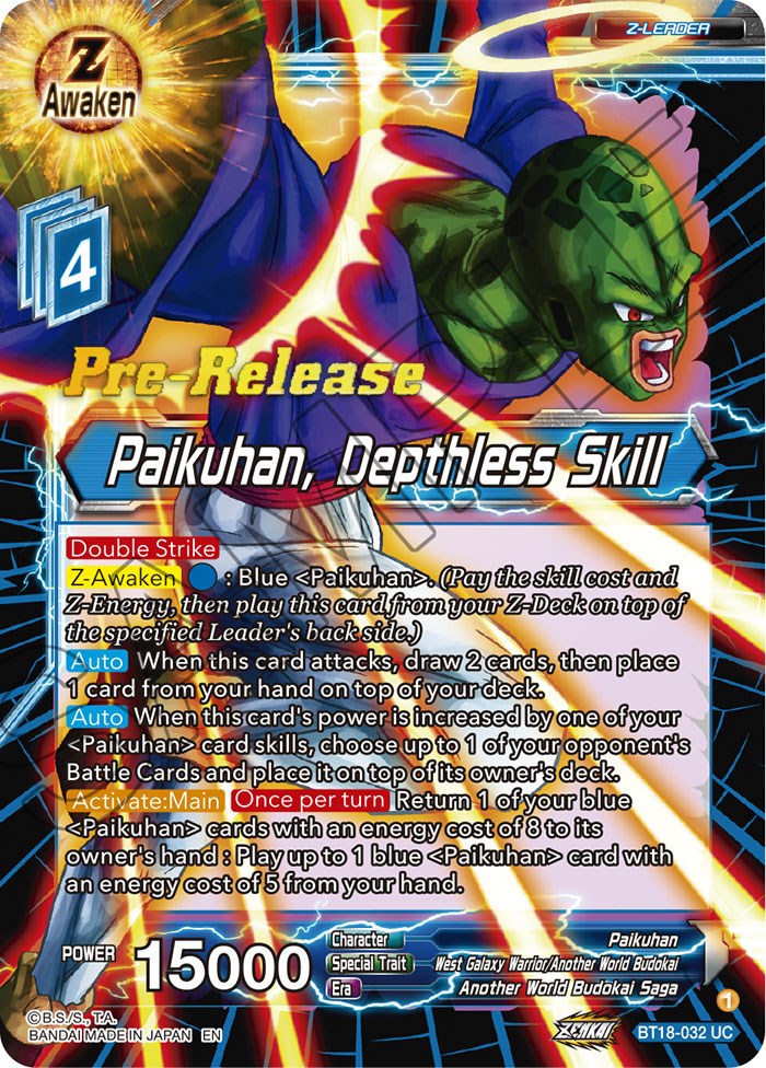 Paikuhan, Depthless Skill (BT18-032) [Dawn of the Z-Legends Prerelease Promos] | Sanctuary Gaming