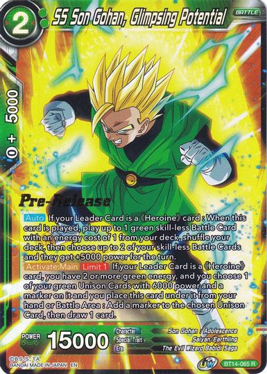 SS Son Gohan, Glimpsing Potential (BT14-065) [Cross Spirits Prerelease Promos] | Sanctuary Gaming