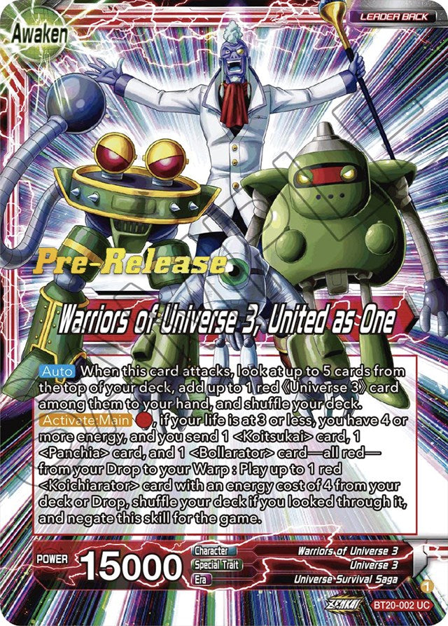 Paparoni // Warriors of Universe 3, United as One (BT20-002) [Power Absorbed Prerelease Promos] | Sanctuary Gaming