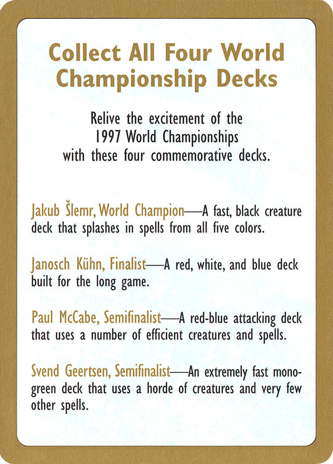 1997 World Championships Ad [World Championship Decks 1997] | Sanctuary Gaming