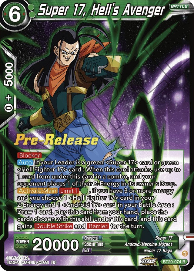 Super 17, Hell's Avenger (BT20-074) [Power Absorbed Prerelease Promos] | Sanctuary Gaming