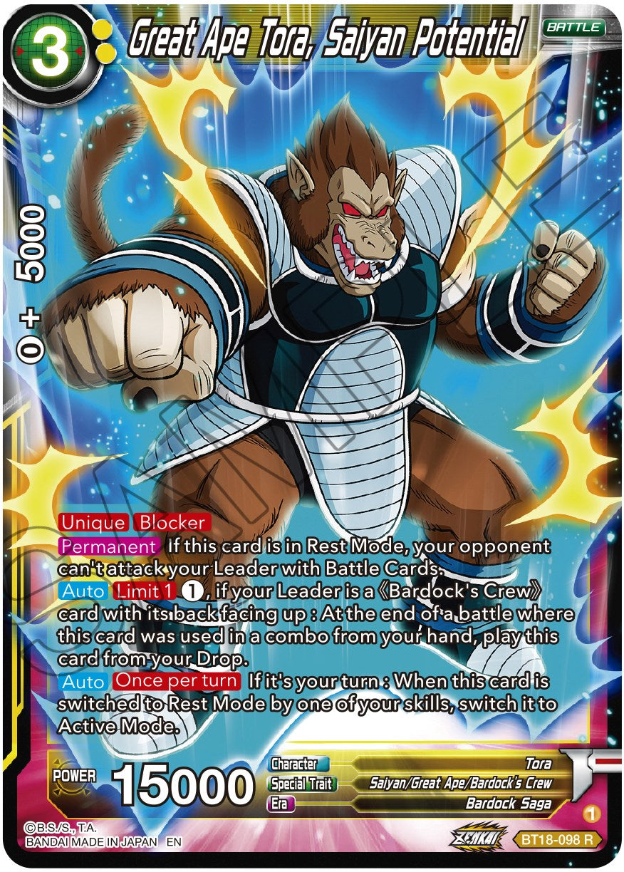 Great Ape Tora, Saiyan Potential (BT18-098) [Dawn of the Z-Legends] | Sanctuary Gaming