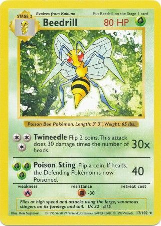Beedrill (17/102) [Base Set Shadowless Unlimited] | Sanctuary Gaming