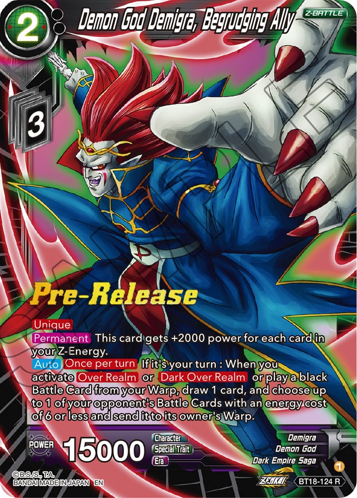 Demon God Demigra, Begrudging Ally (BT18-124) [Dawn of the Z-Legends Prerelease Promos] | Sanctuary Gaming