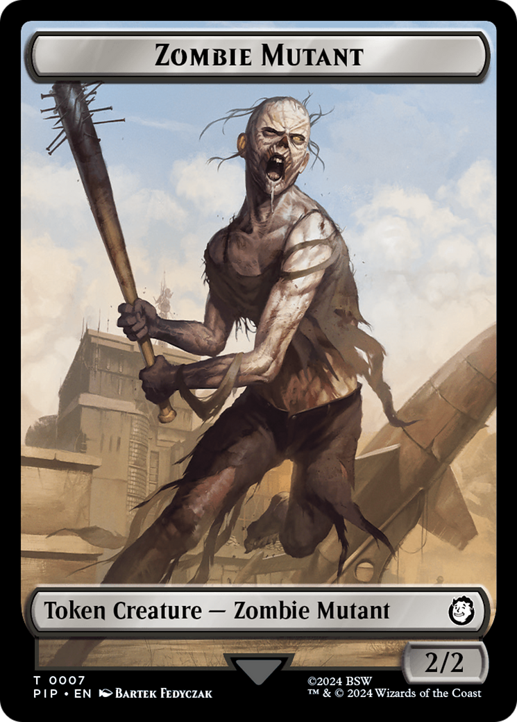 Zombie Mutant // Clue Double-Sided Token [Fallout Tokens] | Sanctuary Gaming