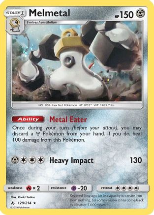 Melmetal (129/214) (Cosmos Holo) [Sun & Moon: Unbroken Bonds] | Sanctuary Gaming