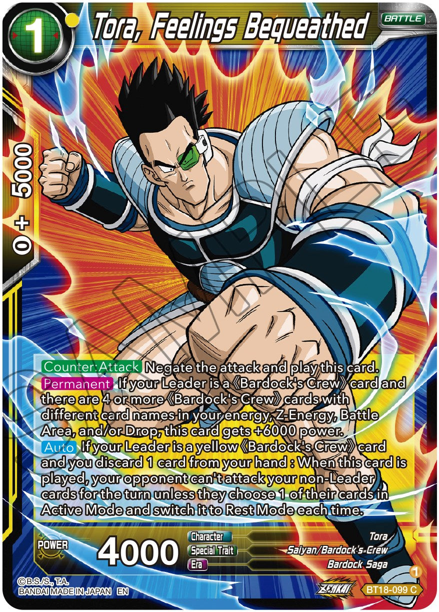 Tora, Feelings Bequeathed (BT18-099) [Dawn of the Z-Legends] | Sanctuary Gaming