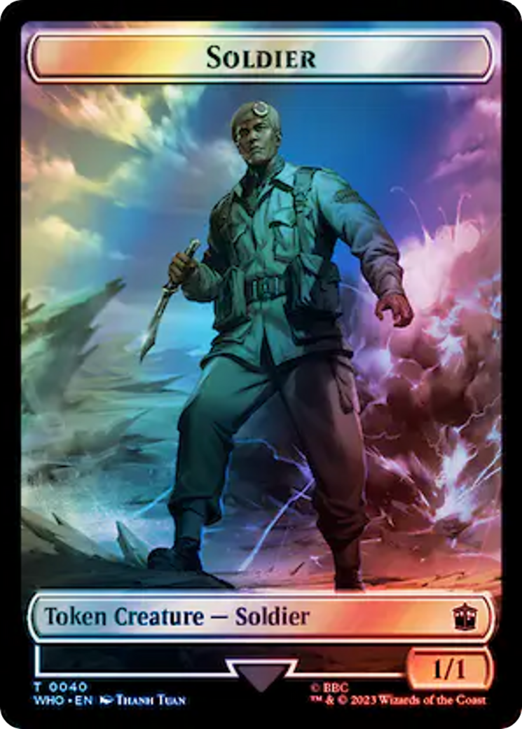 Soldier // Beast Double-Sided Token (Surge Foil) [Doctor Who Tokens] | Sanctuary Gaming