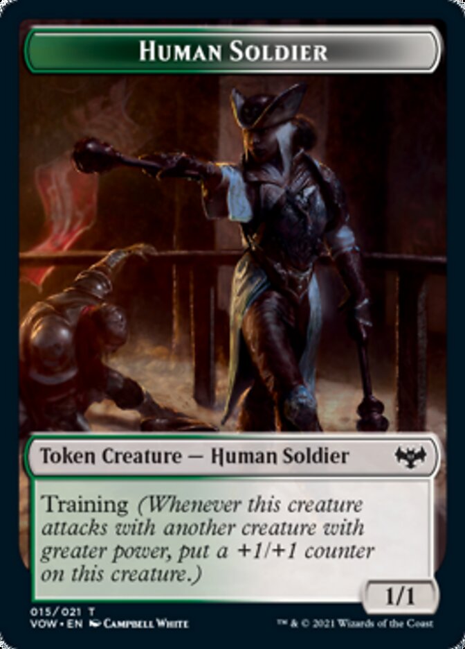 Zombie (008) // Human Soldier Double-sided Token [Innistrad: Crimson Vow Tokens] | Sanctuary Gaming