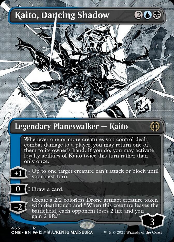 Kaito, Dancing Shadow (Borderless Manga Step-and-Compleat Foil) [Phyrexia: All Will Be One] | Sanctuary Gaming