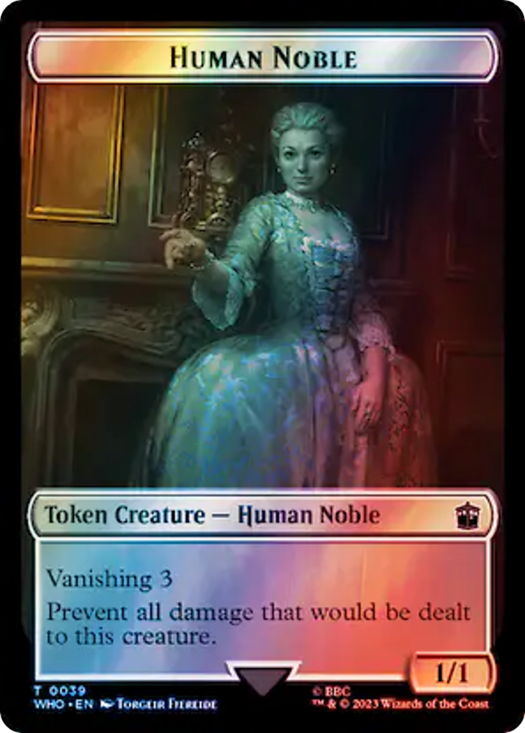 Human Noble // Treasure (0062) Double-Sided Token (Surge Foil) [Doctor Who Tokens] | Sanctuary Gaming