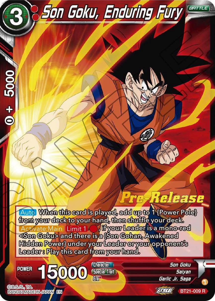 Son Goku, Enduring Fury (BT21-009) [Wild Resurgence Pre-Release Cards] | Sanctuary Gaming