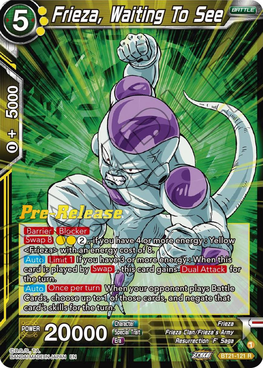 Frieza, Waiting To See (BT21-121) [Wild Resurgence Pre-Release Cards] | Sanctuary Gaming