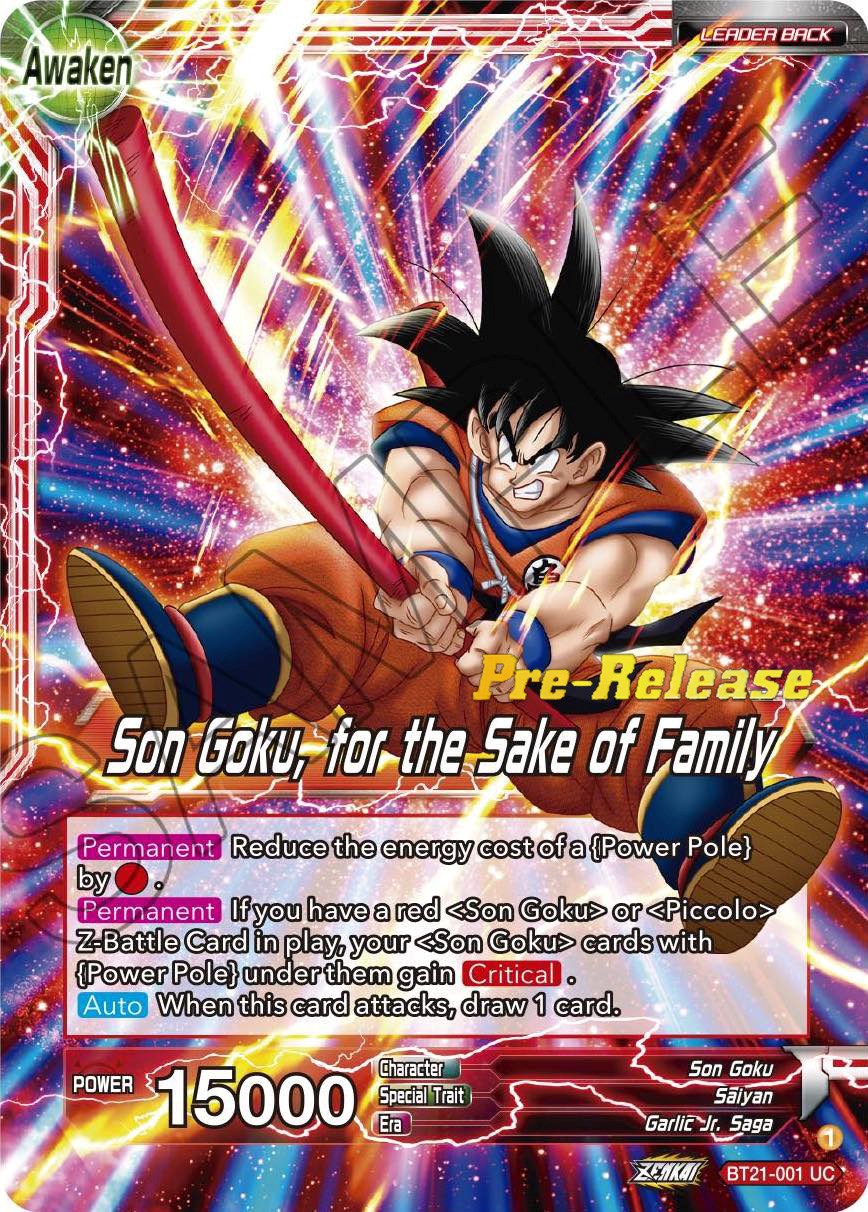 Son Goku // Son Goku, for the Sake of Family (BT21-001) [Wild Resurgence Pre-Release Cards] | Sanctuary Gaming