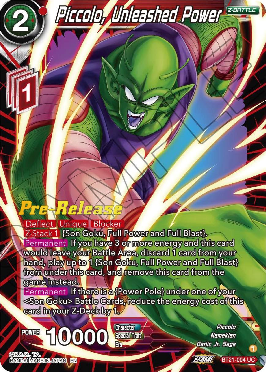 Piccolo, Unleashed Power (BT21-004) [Wild Resurgence Pre-Release Cards] | Sanctuary Gaming