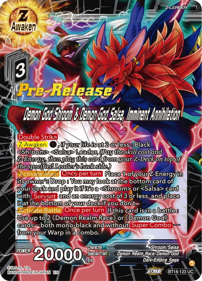 Demon God Shroom & Demon God Salsa, Imminent Annihilation (BT18-123) [Dawn of the Z-Legends Prerelease Promos] | Sanctuary Gaming