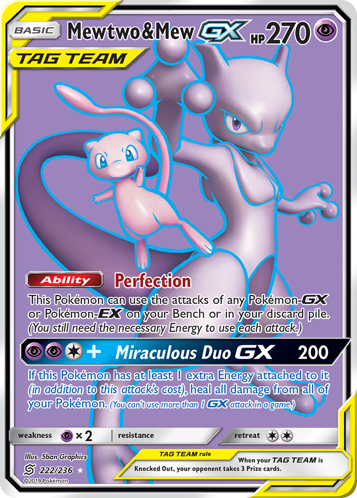 Mewtwo & Mew GX (222/236) [Sun & Moon: Unified Minds] | Sanctuary Gaming