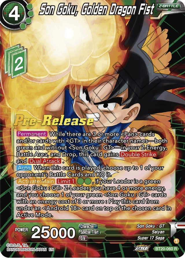 Son Goku, Golden Dragon Fist (BT20-060) [Power Absorbed Prerelease Promos] | Sanctuary Gaming