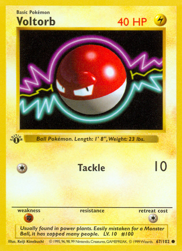 Voltorb (67/102) (Shadowless) [Base Set 1st Edition] | Sanctuary Gaming