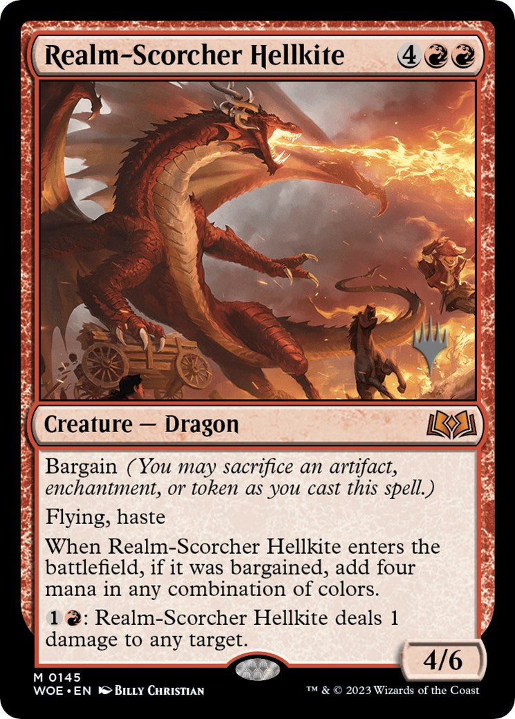 Realm-Scorcher Hellkite (Promo Pack) [Wilds of Eldraine Promos] | Sanctuary Gaming
