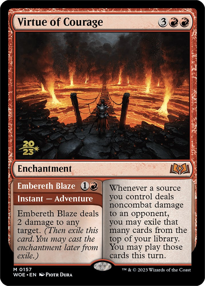Virtue of Courage //Embereth Blaze (Promo Pack) [Wilds of Eldraine Promos] | Sanctuary Gaming