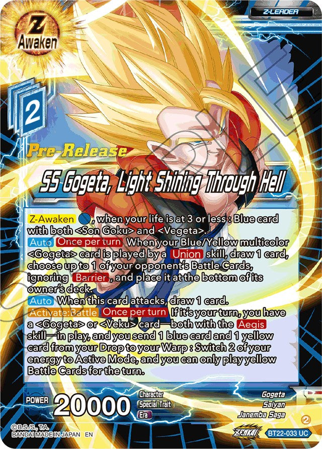 SS Gogeta, Light Shining Through Hell (BT22-033) [Critical Blow Prerelease Promos] | Sanctuary Gaming