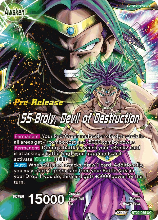 Broly & Paragus // SS Broly, Devil of Destruction (BT22-055) [Critical Blow Prerelease Promos] | Sanctuary Gaming