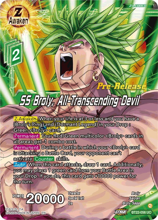 SS Broly, All-Transcending Devil (BT22-056) [Critical Blow Prerelease Promos] | Sanctuary Gaming