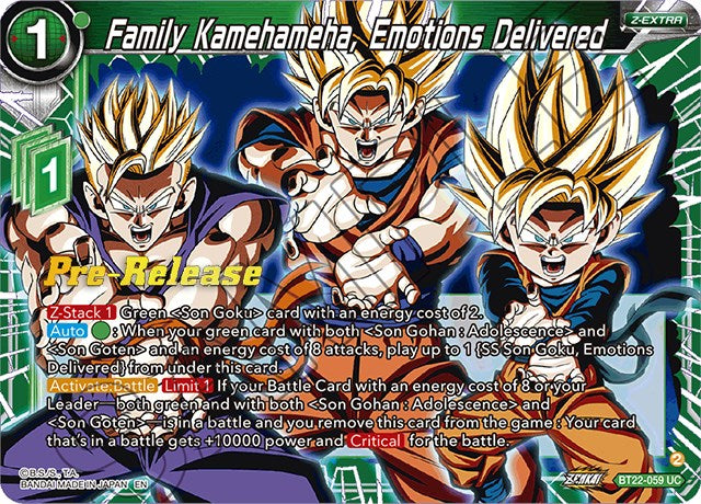 Family Kamehameha, Emotions Delivered (BT22-059) [Critical Blow Prerelease Promos] | Sanctuary Gaming