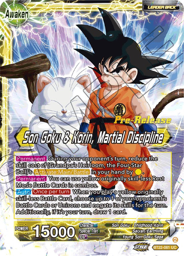 Son Goku // Son Goku & Korin, Martial Discipline (BT22-081) [Critical Blow Prerelease Promos] | Sanctuary Gaming