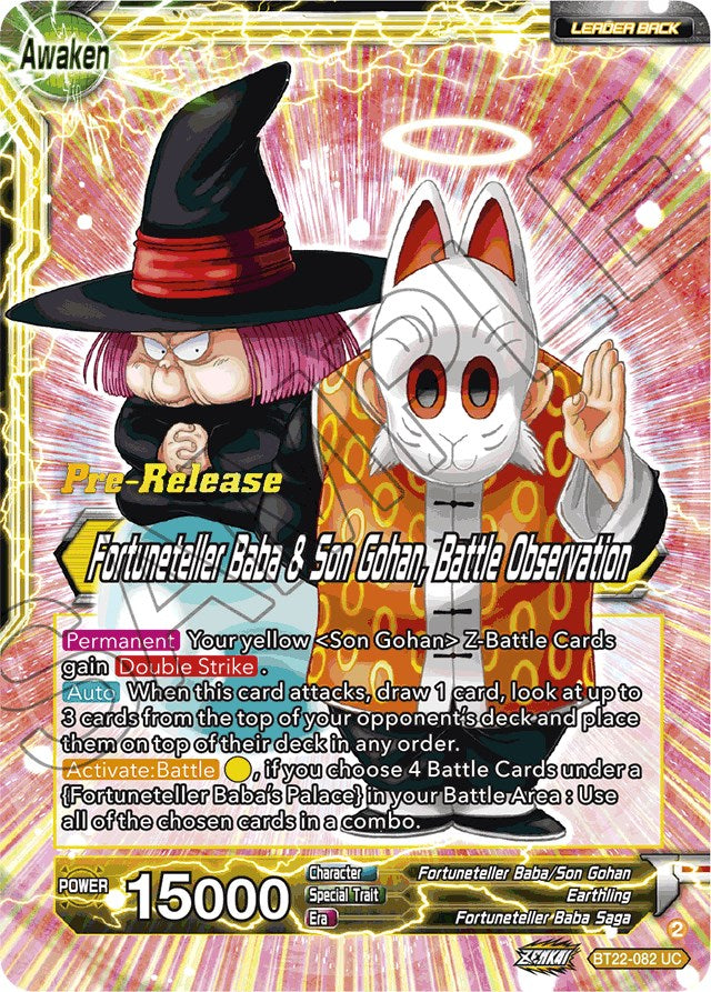 Fortuneteller Baba // Fortuneteller Baba & Son Gohan, Battle Observation (BT22-082) [Critical Blow Prerelease Promos] | Sanctuary Gaming