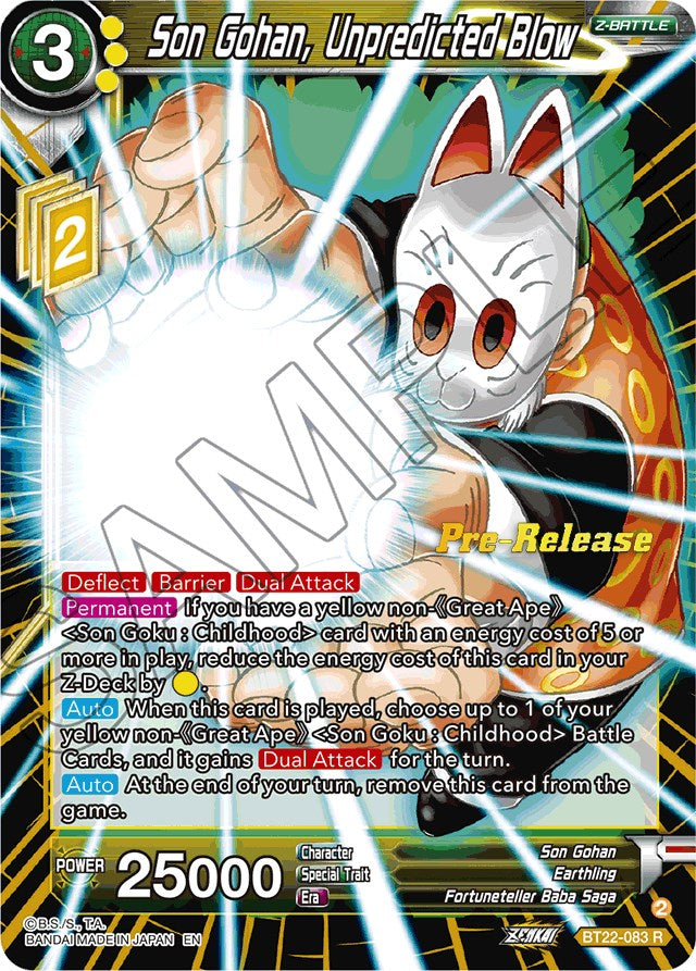 Son Gohan, Unpredicted Blow (BT22-083) [Critical Blow Prerelease Promos] | Sanctuary Gaming