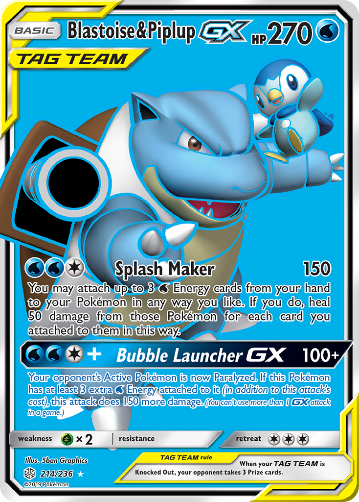 Blastoise & Piplup GX (214/236) [Sun & Moon: Cosmic Eclipse] | Sanctuary Gaming