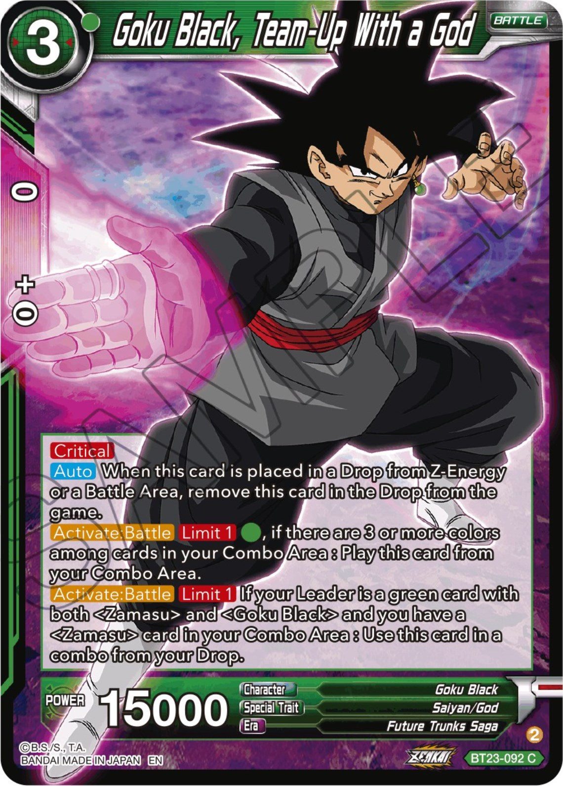 Goku Black, Team-Up With a God (BT23-092) [Perfect Combination] | Sanctuary Gaming