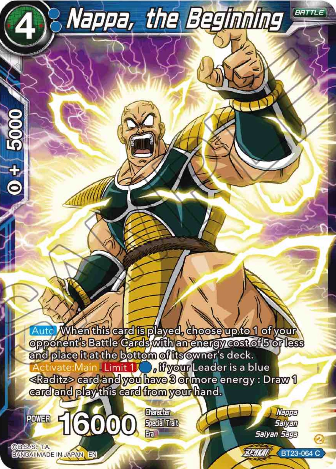 Nappa, the Beginning (BT23-064) [Perfect Combination] | Sanctuary Gaming