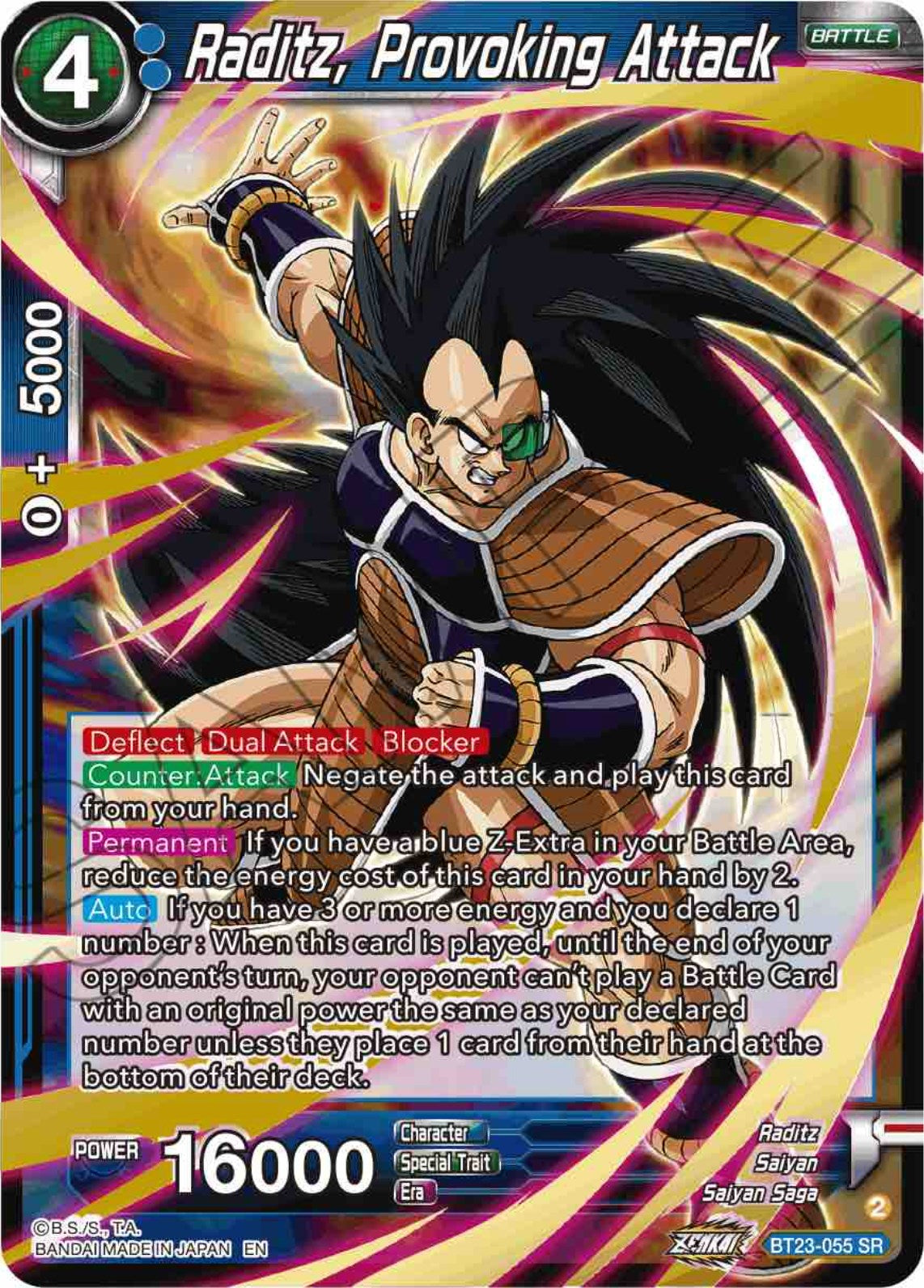 Raditz, Provoking Attack (BT23-055) [Perfect Combination] | Sanctuary Gaming