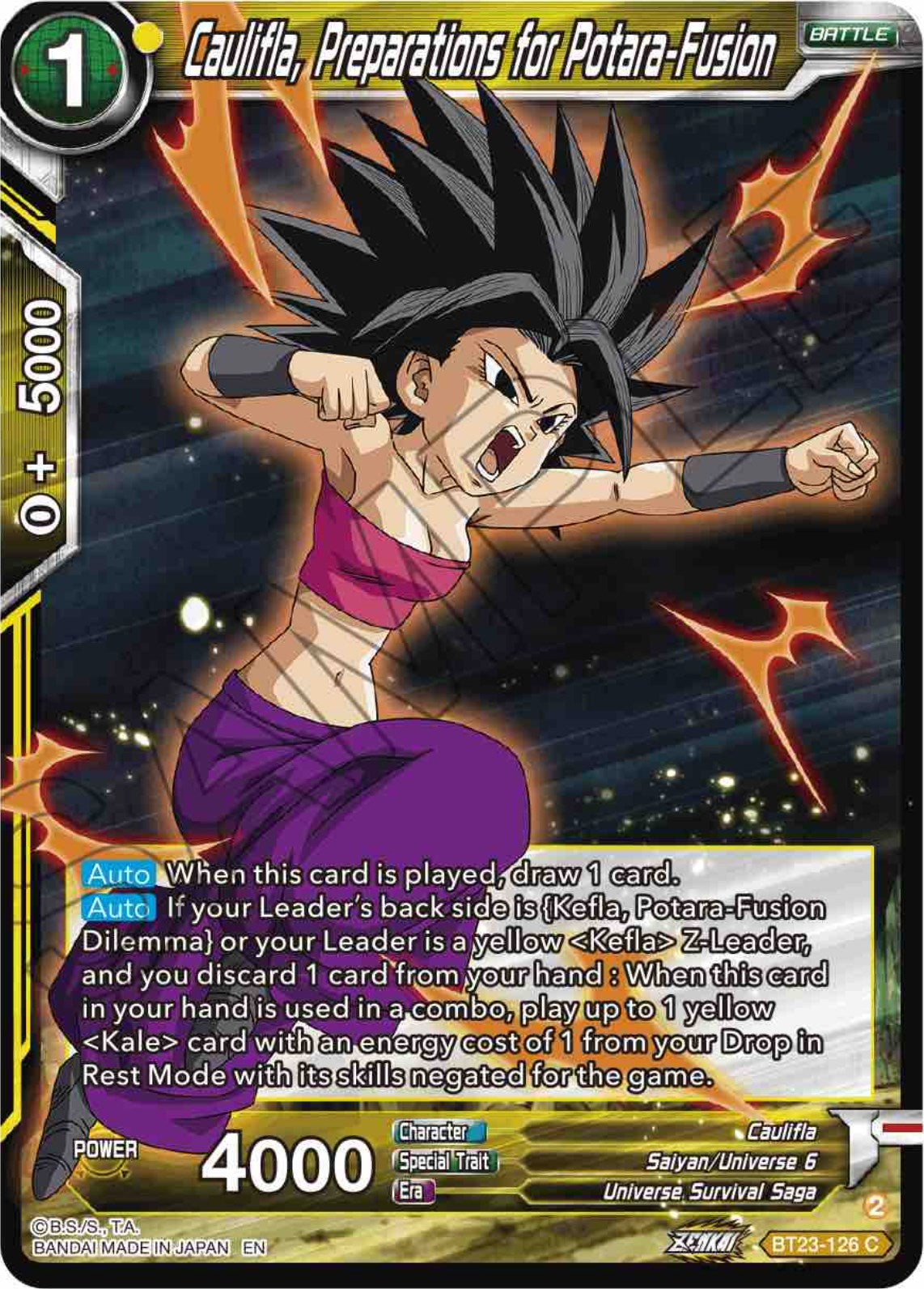 Caulifla, Preparations for Potara-Fusion (BT23-126) [Perfect Combination] | Sanctuary Gaming