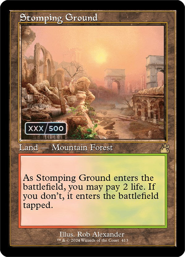 Stomping Ground (Retro) (Serialized) [Ravnica Remastered] | Sanctuary Gaming