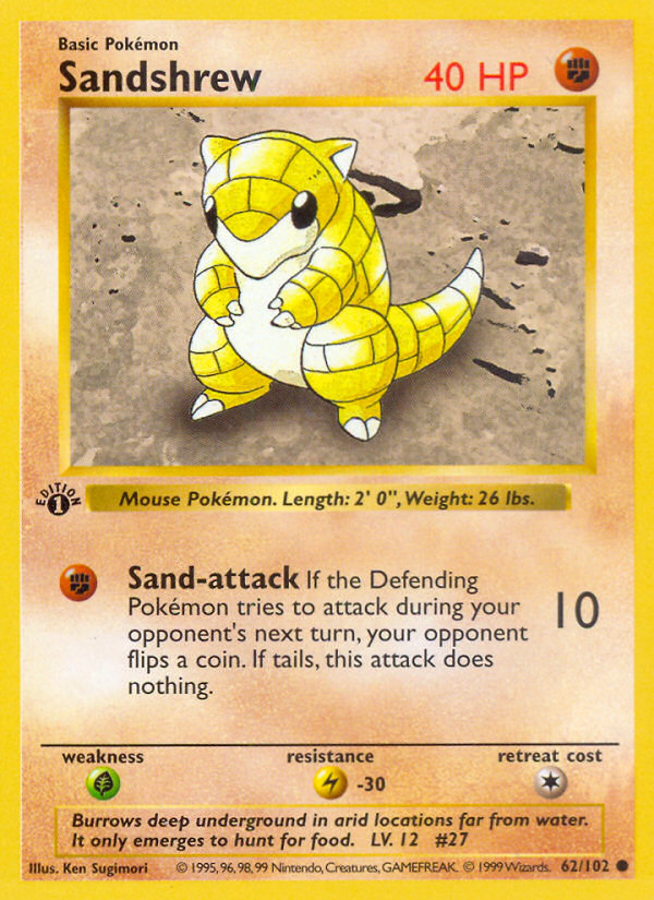 Sandshrew (62/102) (Shadowless) [Base Set 1st Edition] | Sanctuary Gaming