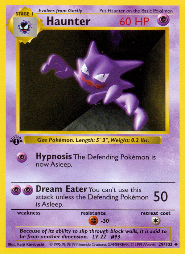 Haunter (29/102) (Shadowless) [Base Set 1st Edition] | Sanctuary Gaming