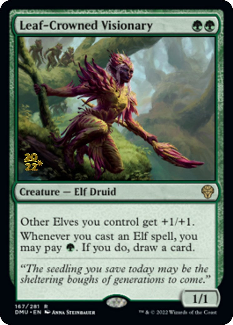 Leaf-Crowned Visionary [Dominaria United Prerelease Promos] | Sanctuary Gaming