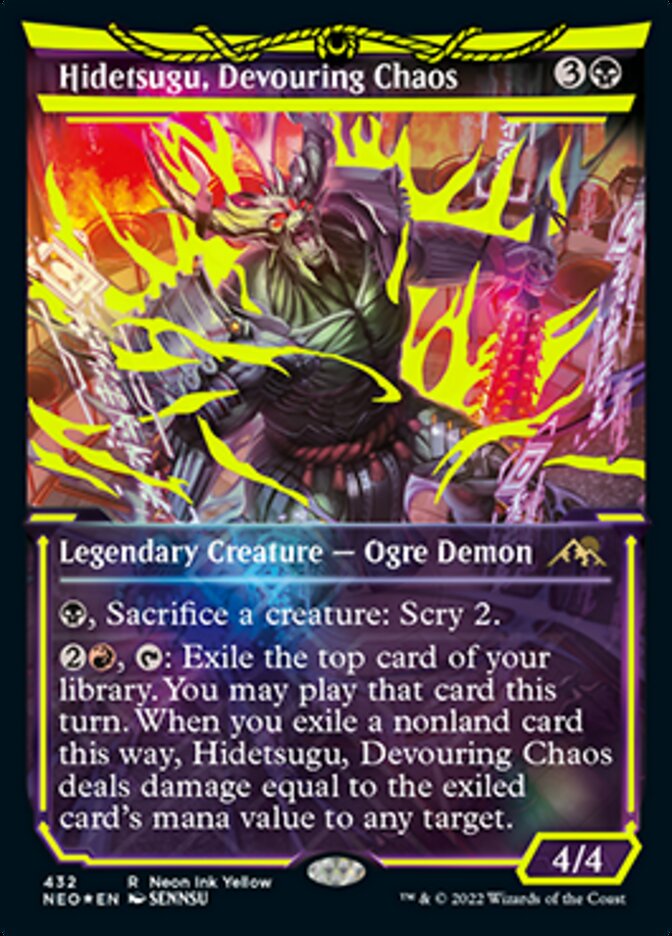 Hidetsugu, Devouring Chaos (Neon Ink Yellow) [Kamigawa: Neon Dynasty] | Sanctuary Gaming