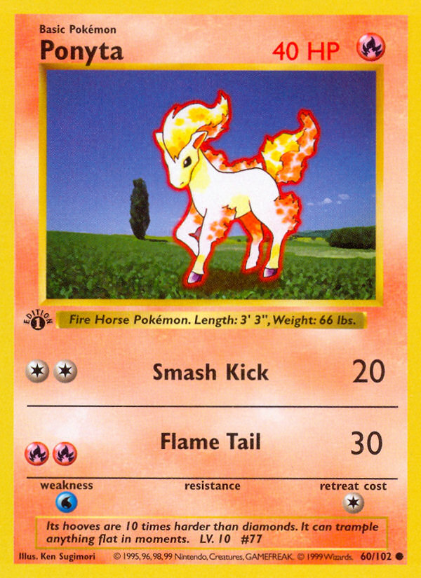 Ponyta (60/102) (Shadowless) [Base Set 1st Edition] | Sanctuary Gaming