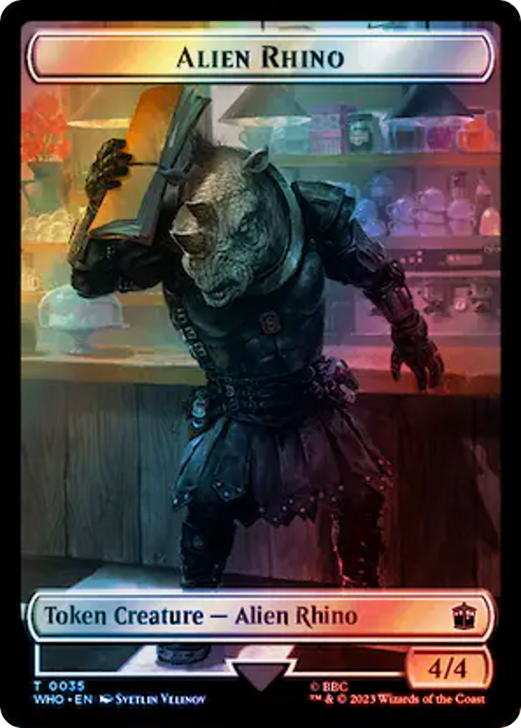 Alien Rhino // Food (0059) Double-Sided Token (Surge Foil) [Doctor Who Tokens] | Sanctuary Gaming