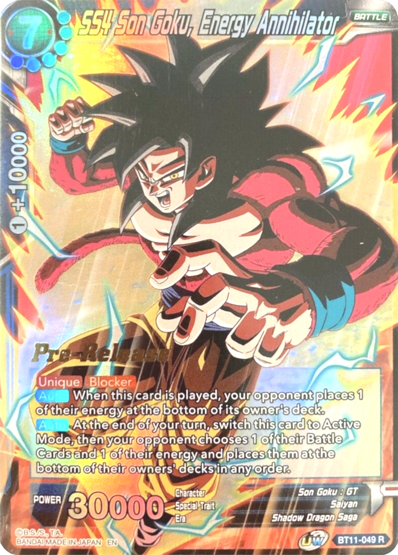 SS4 Son Goku, Energy Annihilator (BT11-049) [Vermilion Bloodline Prerelease Promos] | Sanctuary Gaming