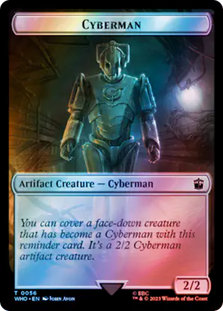 Warrior // Cyberman Double-Sided Token (Surge Foil) [Doctor Who Tokens] | Sanctuary Gaming