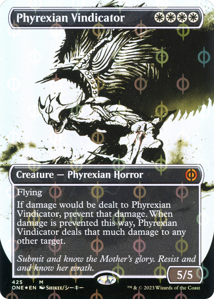 Phyrexian Vindicator (Borderless Ichor Step-and-Compleat Foil) [Phyrexia: All Will Be One] | Sanctuary Gaming